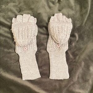 Gray Knit Convertible Fingerless Gloves